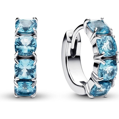 Pandora Kruhové stříbrné náušnice s modrými krystaly Timeless 293851C01