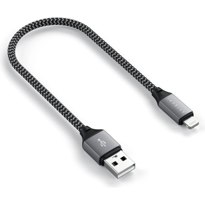 Сертифициран (MFI) USB-A към Lightning кабел за Apple устройства с Lightning порт (25 см) - Satechi USB-A to Lightning Cable (сив) (ST-TAL10M)