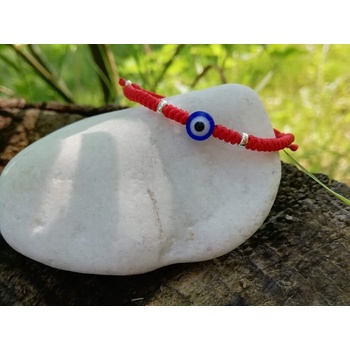 Image 1 of Червен конец със синьо око и сребро за бебе (БГС 7)