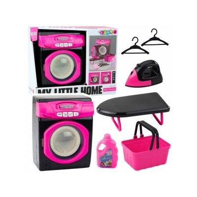 LEAN Toys Set of household appliances Interactive washing machine Sounds Accessories Black and Pink