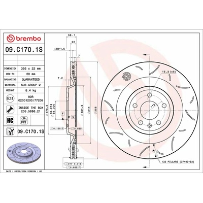Brzdový kotúč BREMBO 09.C170.1S (09C1701S)