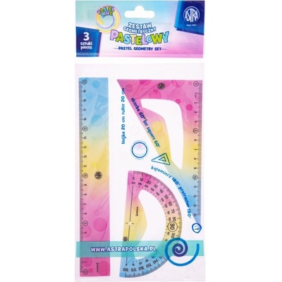 Astra Pastel 424022001 geometrická sada uhlomer, trojuholník, rovné pravítko