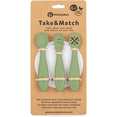 PETITEMARS PETITE&MARS Set 3 ks silikónových tréningových lyžičiek Take&Match Sweet Pea 6m+