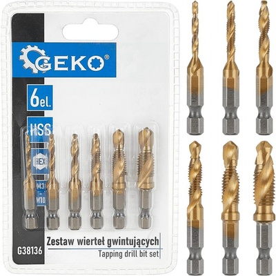 Sada závitových vrtáků HSS M3 – M10, 6 ks, Geko G38136