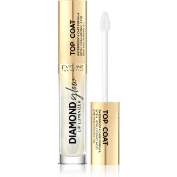 Eveline Cosmetics Diamond Glow блясък за устни с блестящи частици с хиалуронова киселина цвят 12 Top Coat 4, 5ml