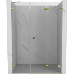 Mexen Lunar-F, сгъваема душ кабина дясна 150 см, прозрачна, златна - 836S-150-050-50-00-P (836S-150-050-50-00-P)