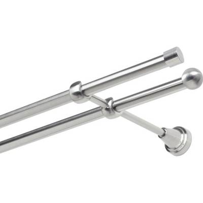 OK-GarnýžeCZ Garnýž kovová dvouřadá 19mm Pullo nerez 130 cm do stěny / na tunýlek - bez kroužků