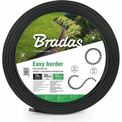 BRADAS Sada obruby trávníku EASY BORDER, 40 mm, tmavý grafit, 20 kolíků
