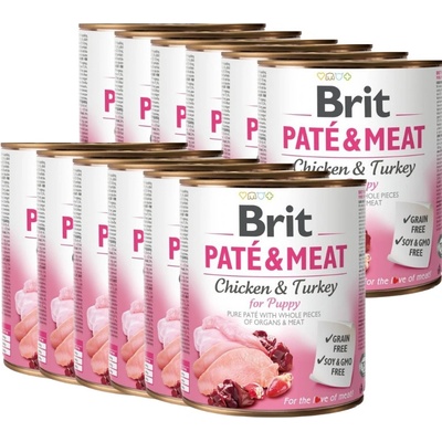 Brit Paté & Meat kurča a morka pre šteniatka 12 x 800 g