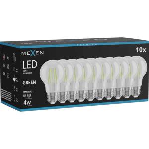 Mexen Vintis 10x LED филаментна крушка E27, A60, 4W, 55 lm, зелена - L150-E27-04XX-46x10 (L150-E27-04XX-46x10)