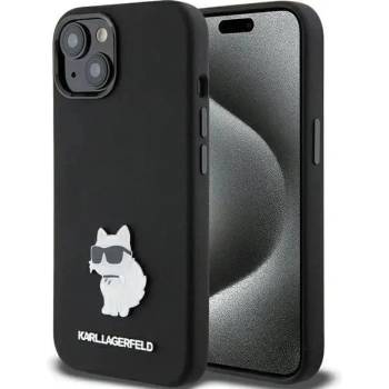 KARL LAGERFELD Кейс Karl Lagerfeld Silicone Choupette Metal Pin за iPhone 15 Plus / 14 Plus, черен