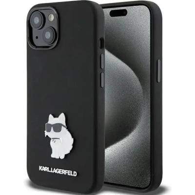 KARL LAGERFELD Кейс Karl Lagerfeld Silicone Choupette Metal Pin за iPhone 15 Plus / 14 Plus, черен