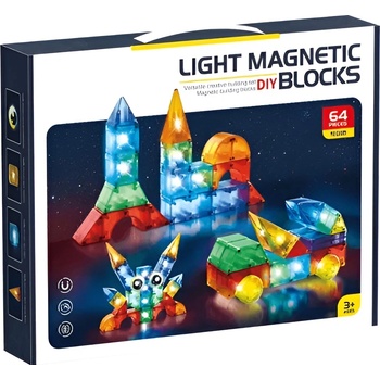 Sonne Детски магнитен конструктор Sonne - Val, със светлини, 64 части (sonne991)