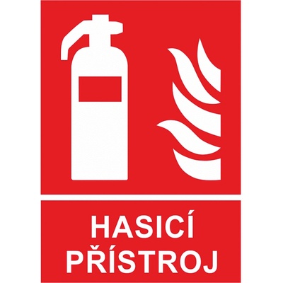 Hasicí přístroj - plast/samolepící fólie Materiál: Samolepící fólie, Rozměry značení: 10,5 x 15 cm