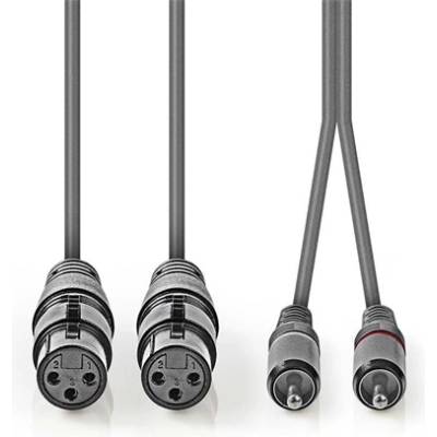 Nedis COTH15230GY15 балансиран/симетричен полупрофесионален аудиокабел, 2x XLR гнездо - 2x RCA щепсел, 1, 5 м (COTH15230GY15)