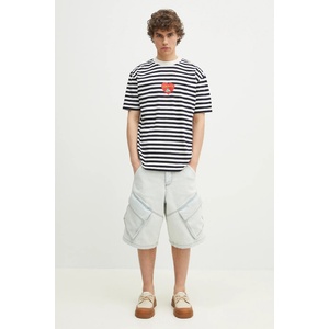 Marcelo Burlon Памучна тениска Bunny Heart Stripe Basic Tee White Navy (CMAA056S25JER0060146)