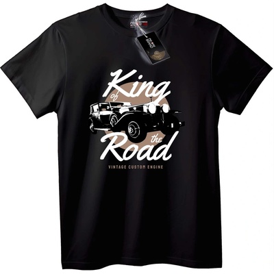 NOONEBRAND Тениска Крал на пътя Винтидж кола - S, Black