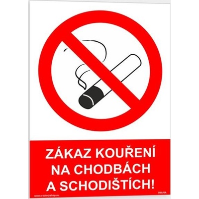 Traiva s.r.o Zákaz kouření na chodbách a schodištích Verze: Samolepka 148 x 210 mm (A5) tl. 0.1 mm - Kód: 08881