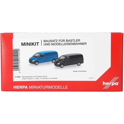 Herpa Sada 2ks: Mercedes-Benz Vito Kasten 2010 černá/modrá stavebnice 1:87