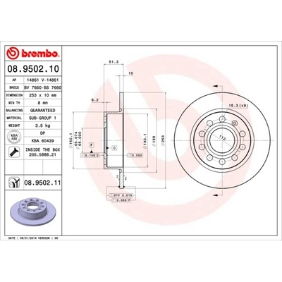 BREMBO Brzdový kotúč 08950211
