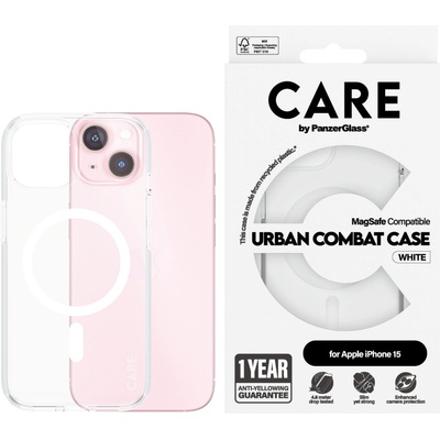 Panzer Калъф CARE - Flagship, iPhone 15, MagSafe White, прозрачен (5715685005527)