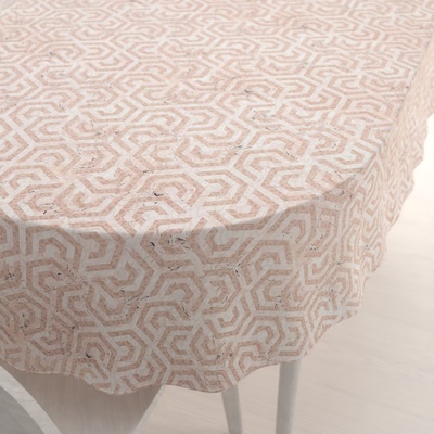 Biante Sametový oválný ubrus Tamara TMR-029 Růžovobéžové hexagony s černým žíháním 80x120 cm