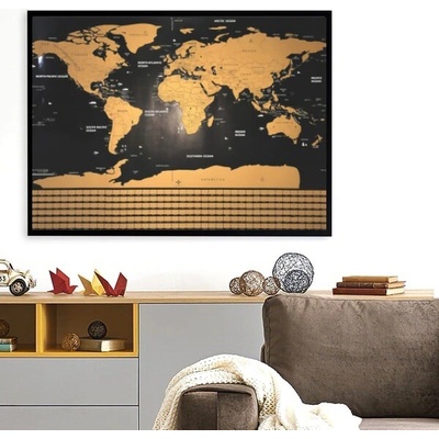 Malatec Veľká Stieracia mapa sveta s vlajkami Deluxe 82 x 59 cm čierna