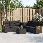 vidaXL Комплект дивани 8 бр. Черно 55 x 55 x 37 см Полиротан и стомана (3448578)