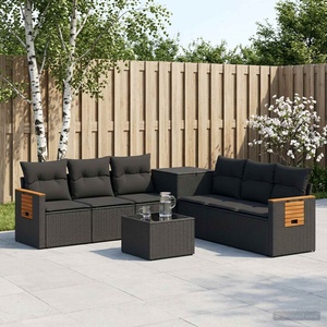 vidaXL Комплект дивани 8 бр. Черно 55 x 55 x 37 см Полиротан и стомана (3448578)