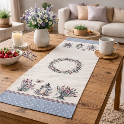 Evenit Gobelínový behúň šerpa na stôl LEVANDA s levanduľou Bavlna/Acryl/Pes 45x140 cm