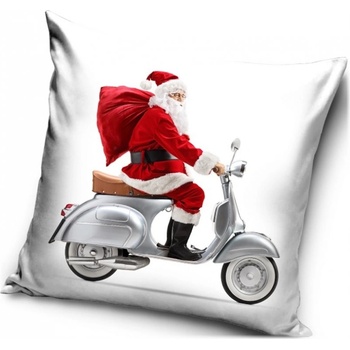 Carbotex Vianočný vankúš Santa na Vespe 40x40