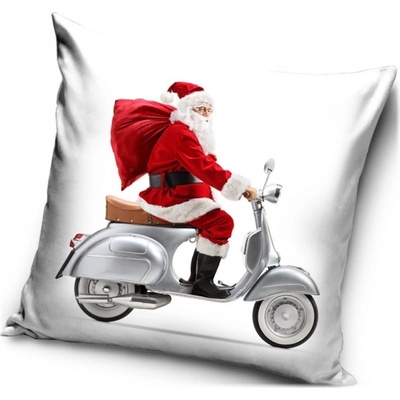Carbotex Vianočný vankúš Santa na Vespe 40x40