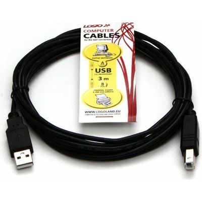 Logo 30261 USB (2.0), USB A M- USB B M, 3m, černý