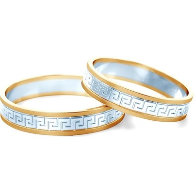 SAVICKI Сватбени халки: двуцветно злато, плоски. 4 мм