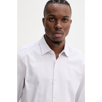 HUGO BOSS Памучна риза hugo мъжка в лилаво с кройка по тялото с класическа яка 50539789 (50539789)