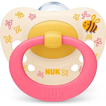 Nuk Силиконова залъгалка NUK - Signature, 6-18 месеца, Розова с картинки + кутийка за съхранение и стерилизация (10736657-Розов с картинки)