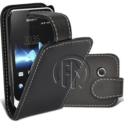 Sony Xperia tipo ST21i Flip Калъф Черен + Протектор