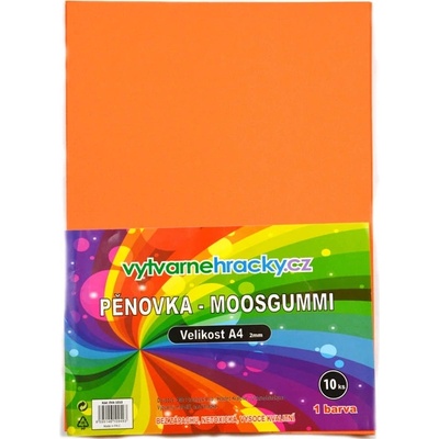 Pěnovka A4, tl. ca 2mm - oranžová, 10ks