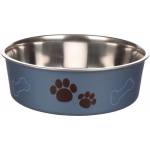 Flamingo Feeding and drinking bowl Kena Round Metallic blue Silver - иноксова купа за вода или храна - ТЪМНО СИНЯ, размер Ø23 см / 2200 мл, Белгия - 1030962