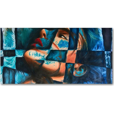 Foto obraz sklo tvrzené žena abstrakcie 100x50 cm
