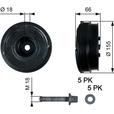 Řemenice, klikový hřídel GATES TVD1037A