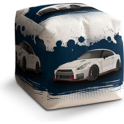 Sablio Taburet Cube Nissan GTR 35 Modrý: 40x40x40 cm