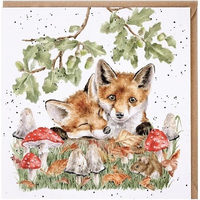 Přání "Under the Oak Tree", 15x15 cm - Lišky