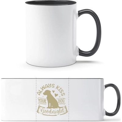 PrintEQ TTH Dvoubarevný Hrnek Design Always kiss your dog Bílá Černá Standard Dárky 250 ml