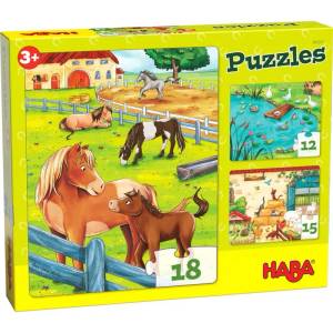 HABA Детски пъзел Haba - Животни от фермата, 3 броя (305237) - ozone