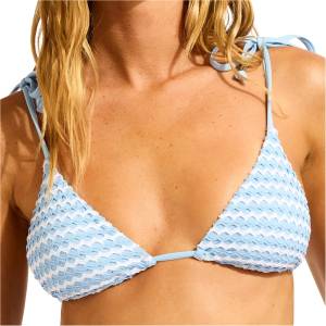 Seafolly Дамско бикини горнище Seafolly Women's Mesh Effect Bustier Bandeau Bikini top - Powder Blue / White - размер 44 (EU) (150-4259-0617)