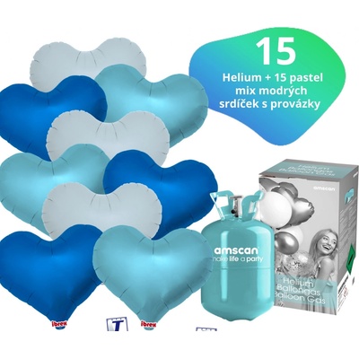 Balonky.cz Helium set helium a balónky IBREX srdce modré mix