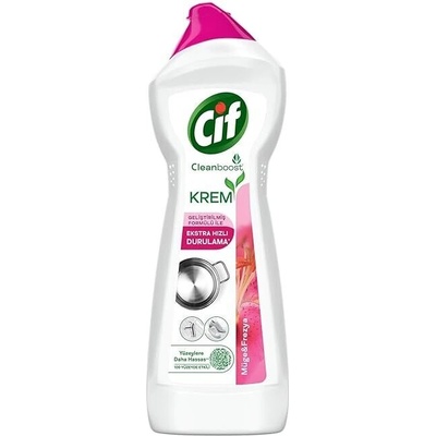Cif кремообразен почистващ препарат, Лилия и Фрезия, 750 мл - Мощен почистващ препарат за множество повърхности с усъвършенствана технология Cleanboost (8690637727887)