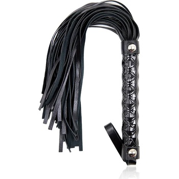 Image 1 of OhMama Fetish Diamond Pattern Flogger Black