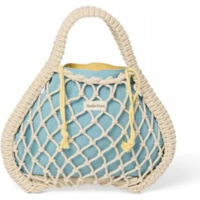 Studio Noos Kabelka Mini Marcame síťka Natural & vnitřní taška Blue Yellow